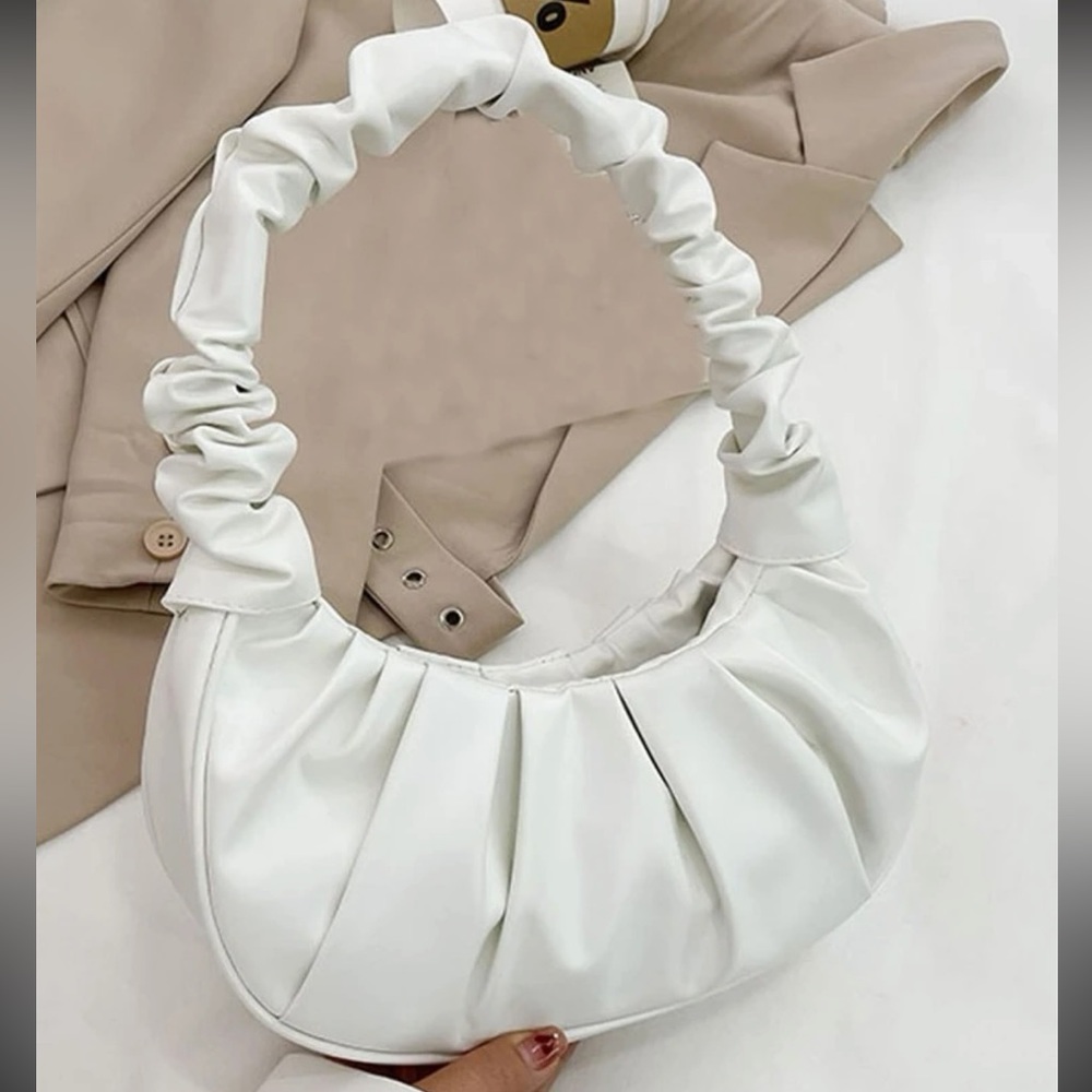 NEW White Minimalist Ruched Bag Small Stylish Purse Fashion Bag